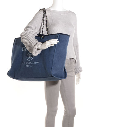 Chanel Canvas Deauville Large Tote Denim Blue 2 of 7