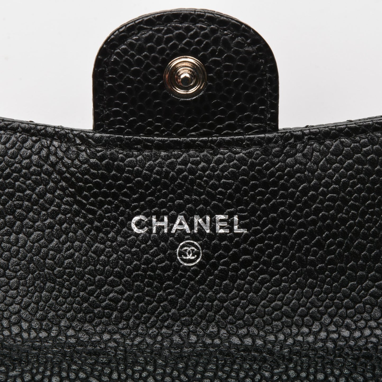 Caviar Quilted Flap Card Holder Black