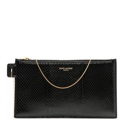 Saint Laurent Snakeskin Pouch With Chain Black 1 of 11