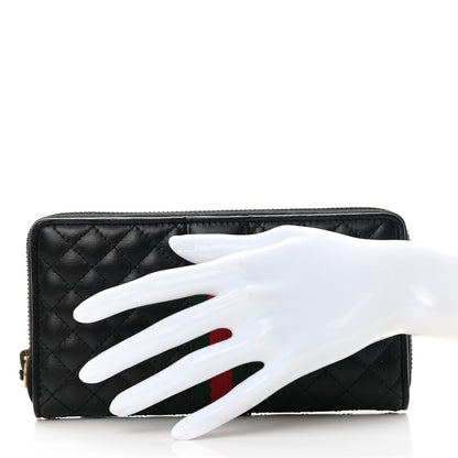 Gucci Calfskin Web Trapuntata GG Zip Around Wallet Black 2 of 8