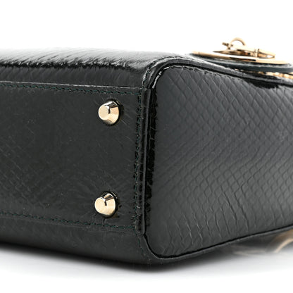 Christian Dior Shiny Snakeskin Mini Lady Dior Emerald Green 8 of 11