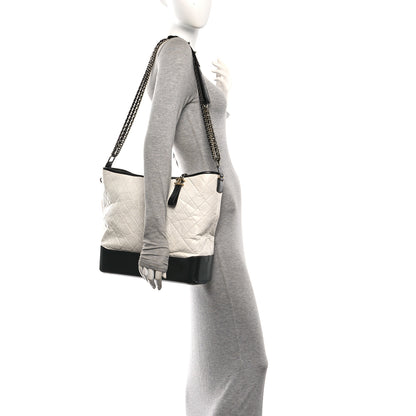 Chanel Aged Calfskin Quilted Maxi Gabrielle Hobo White Black 2 of 10