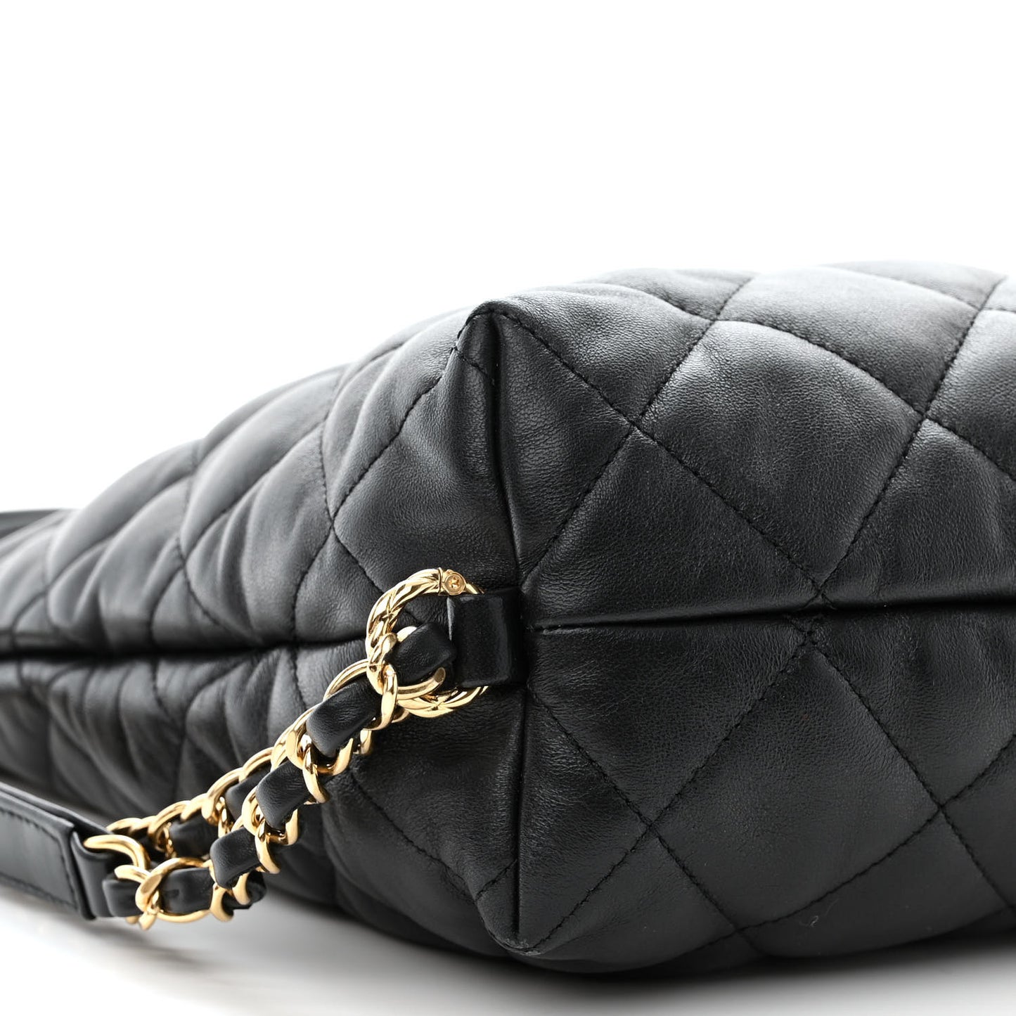 Lambskin Quilted Maxi Hobo Black