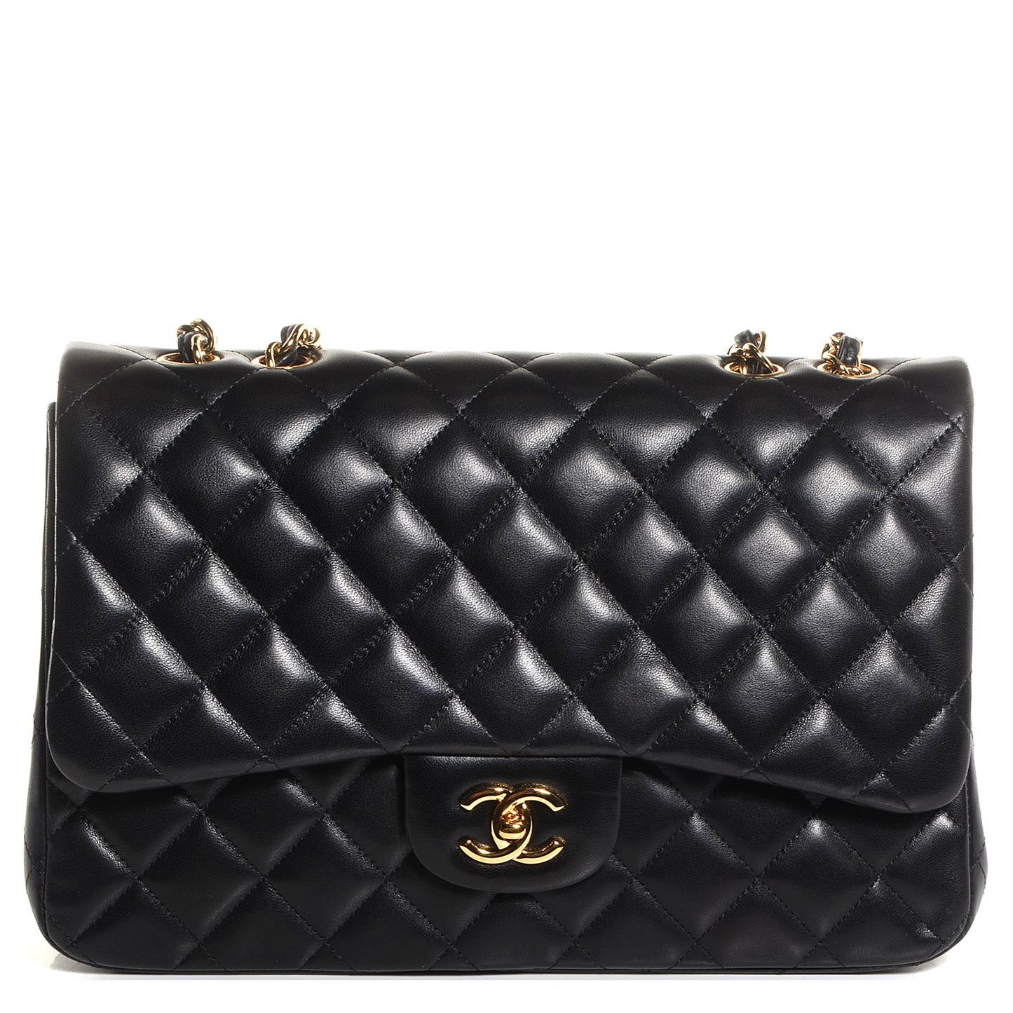 Lambskin Quilted Jumbo Single Flap Black