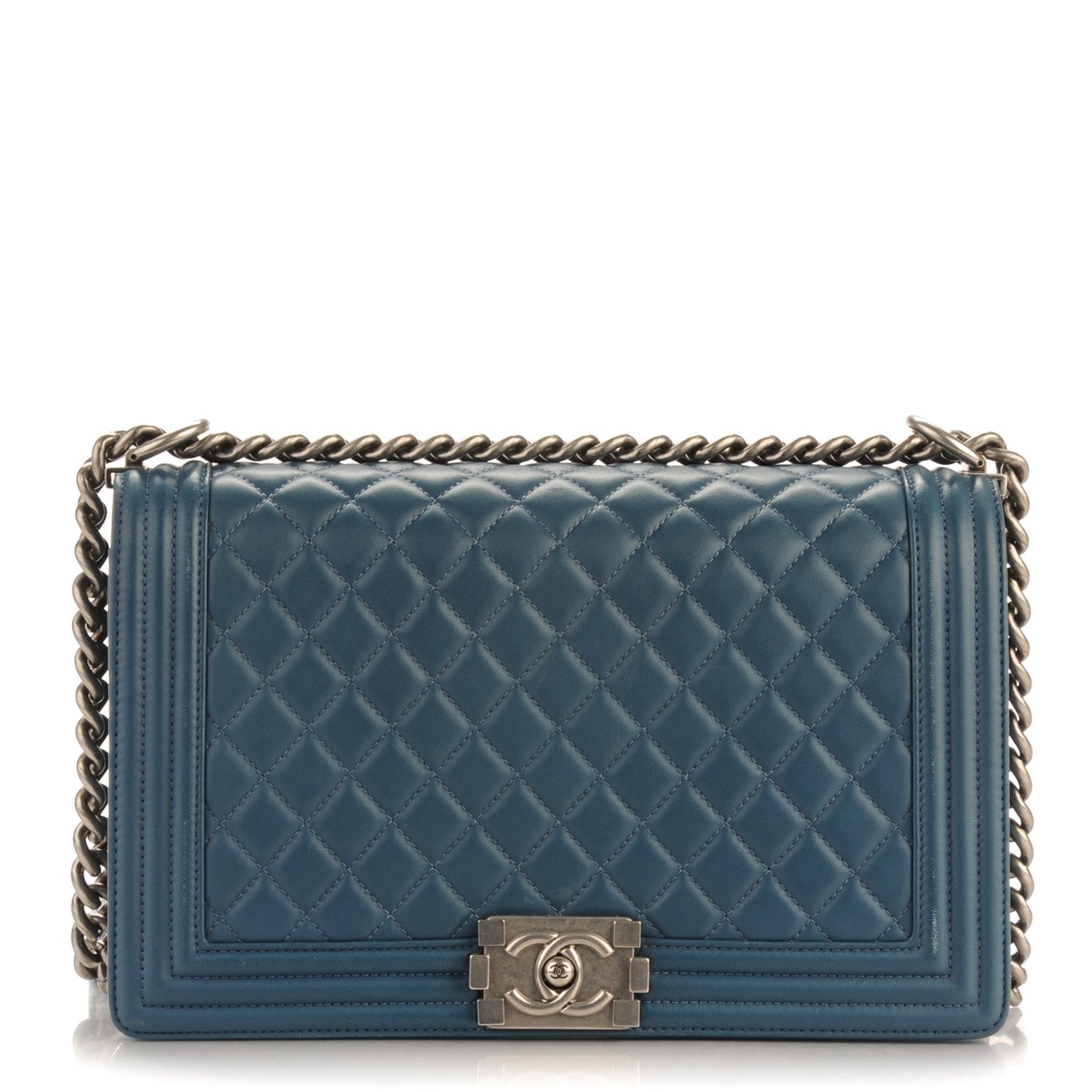 Lambskin Quilted New Medium Boy Flap Dark Blue