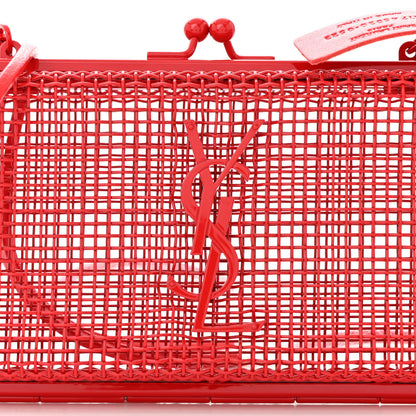 Saint Laurent Brass Lambskin Monogram Cassandre Cage Bag Rouge Flamme 8 of 10
