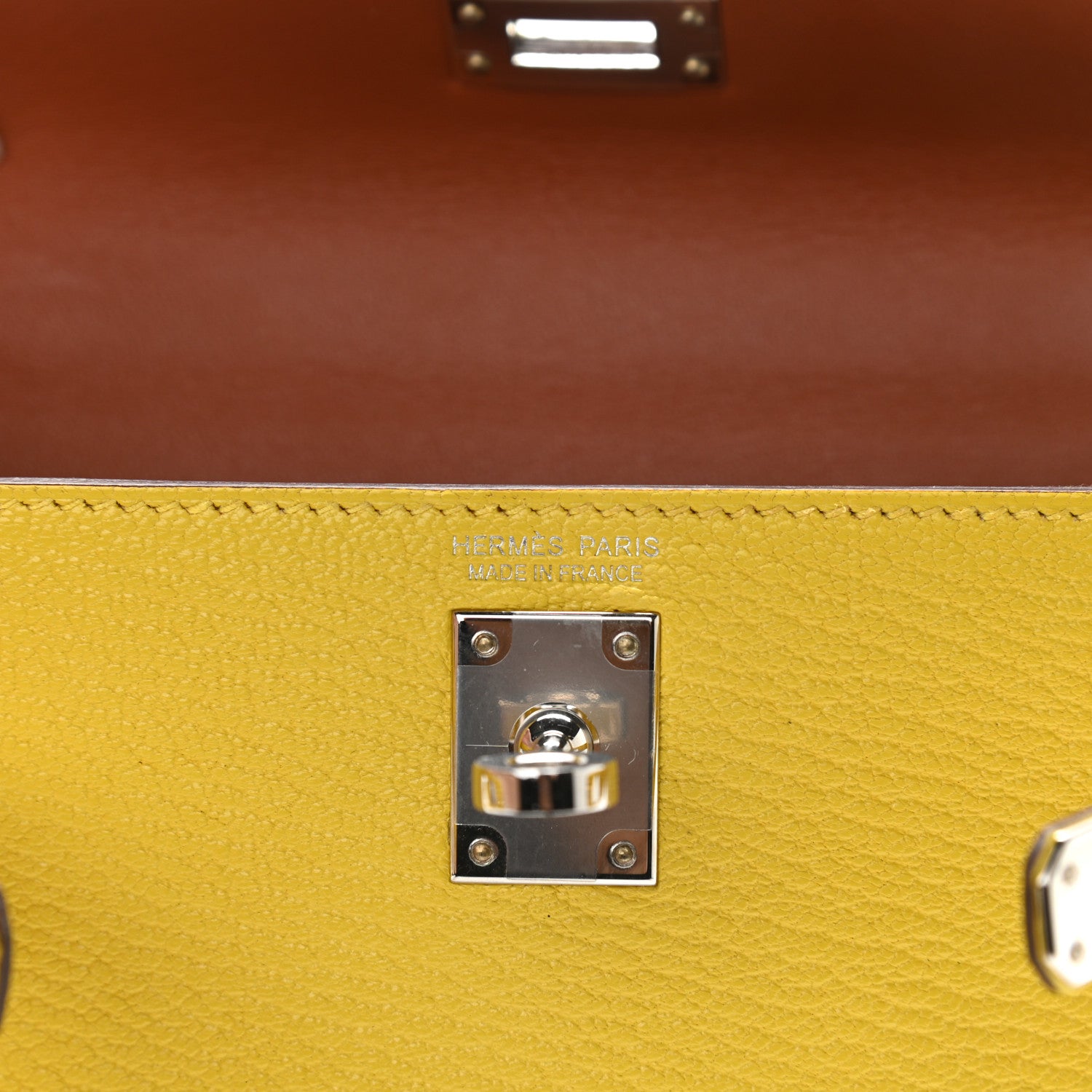 Hermes Chevre Mysore Verso Mini Kelly Sellier 20 Jaune De Naples Gold 6 of 12