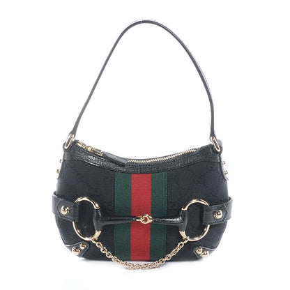 Gucci Monogram Small Horsebit Web Handbag Black 1 of 8
