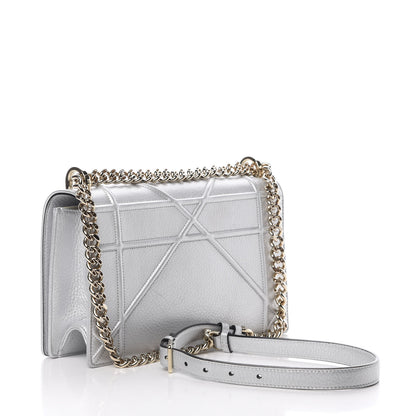 Christian Dior Metallic Grained Calfskin Medium Diorama Flap Bag Silver 3 of 17