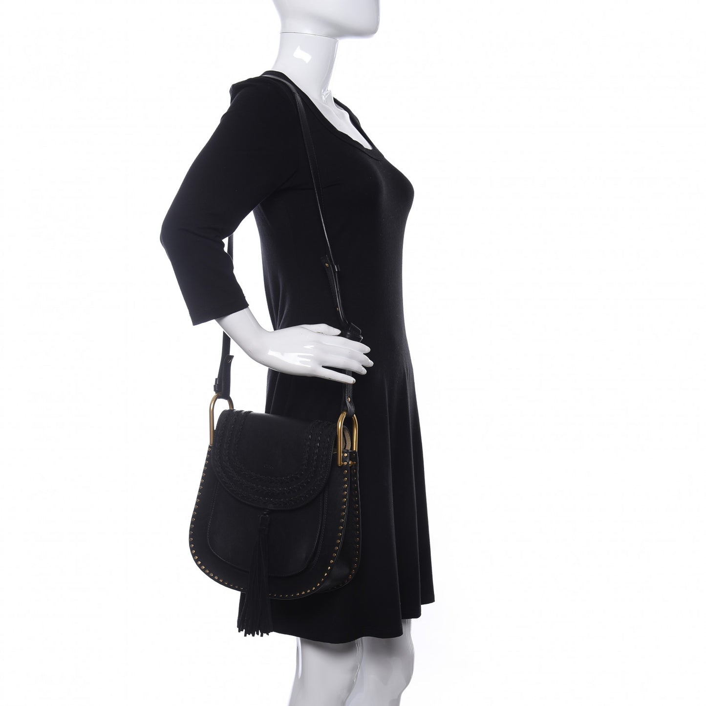 Calfskin Braided Small Hudson Shoulder Bag Black