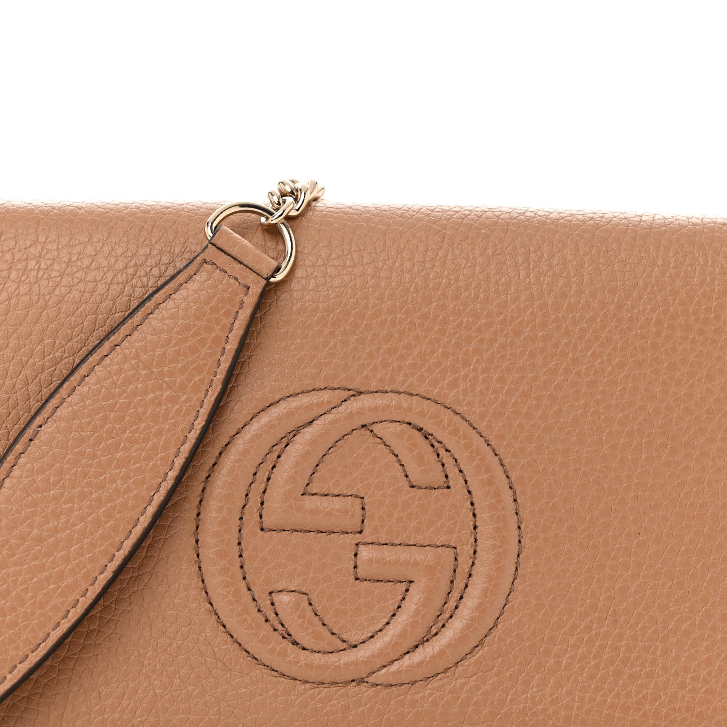Gucci Pebbled Calfskin Soho Wallet On Chain Camelia 7 of 10