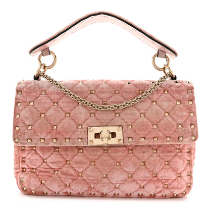 Valentino Garavani Velvet Medium Rockstud Spike Shoulder Bag Water Rose 1 of 8