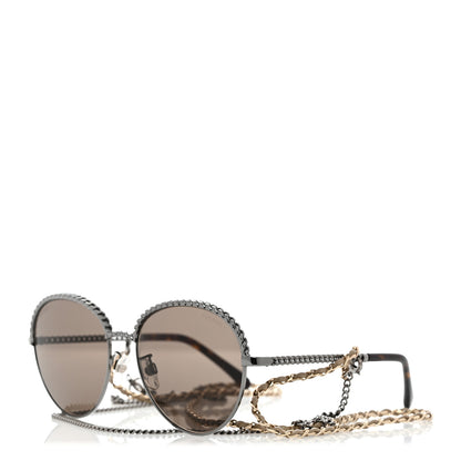 Chanel Metal Chain Round Pantos Sunglasses 4242 Tortoise 1 of 8
