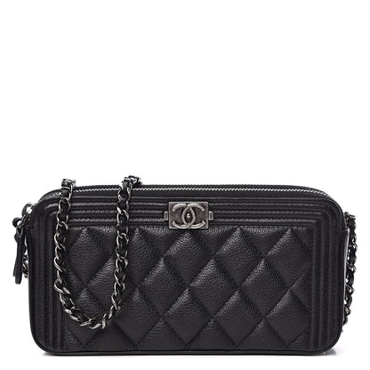 Chanel Calfskin Quilted Small Boy Clutch With Chain Black 1 of 15