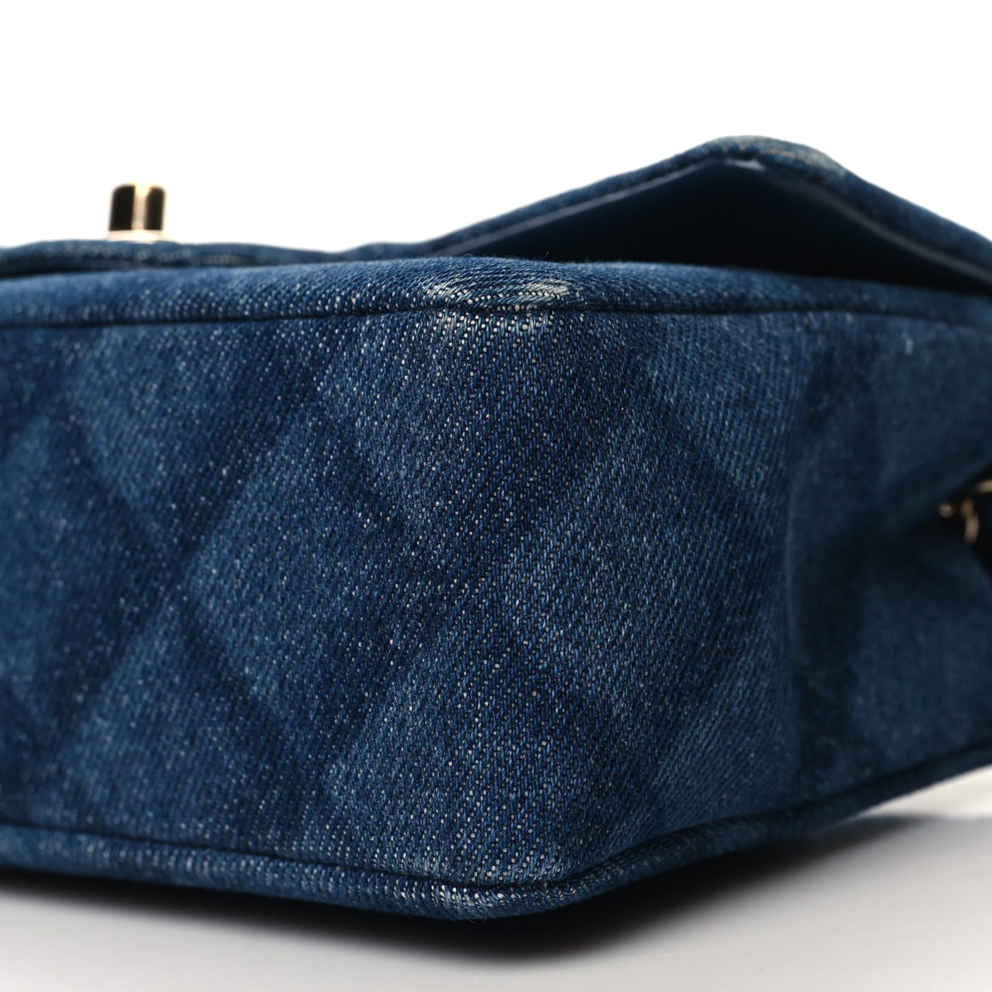 Printed Denim Quilted Mini Rectangular Flap Dark Blue