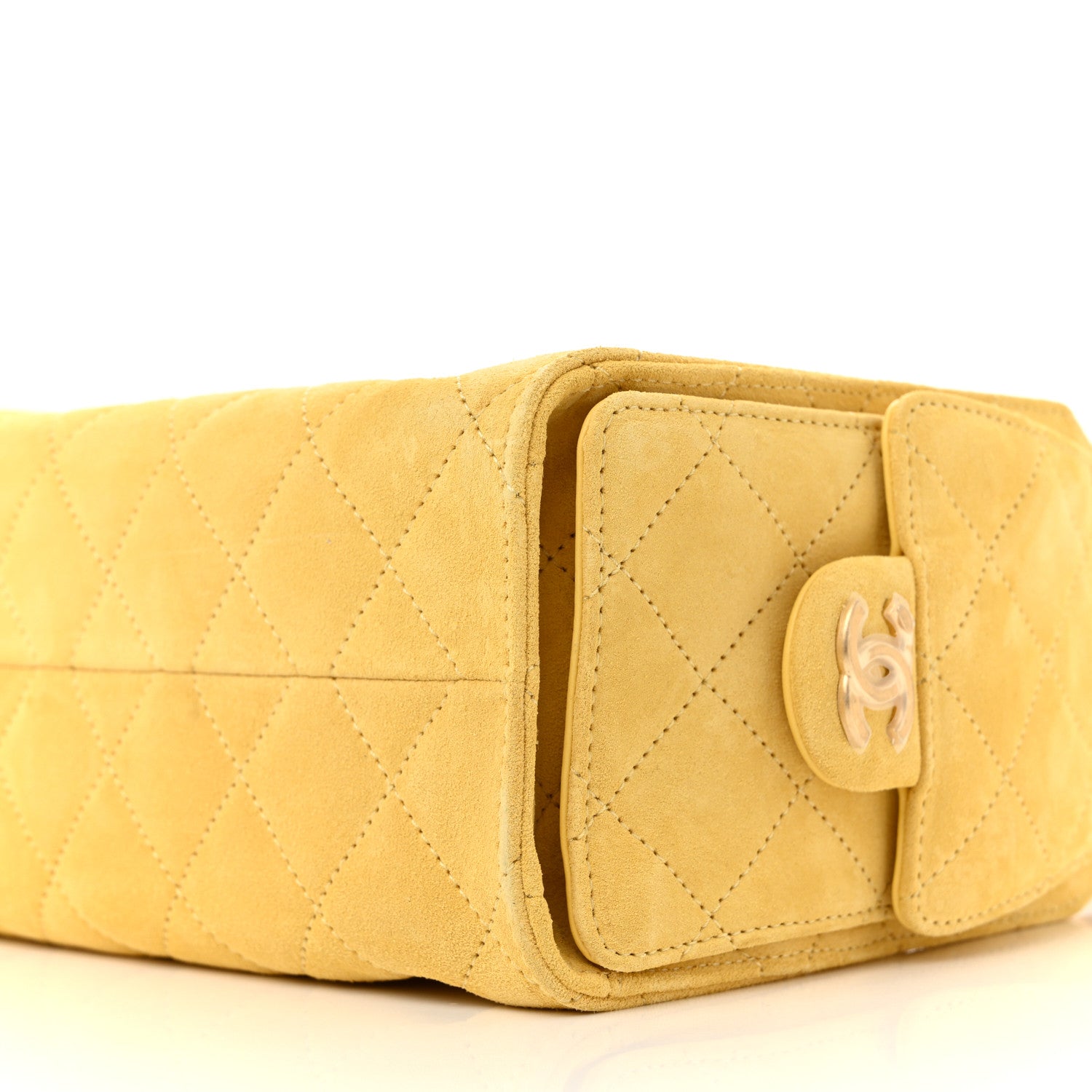 Chanel Suede Quilted Mini Chanel 25 Handbag Yellow 1771769