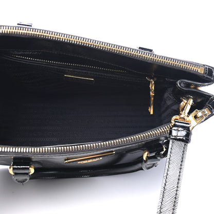 Prada Saffiano Vernice Small Galleria Double Zip Tote Black 4 of 5