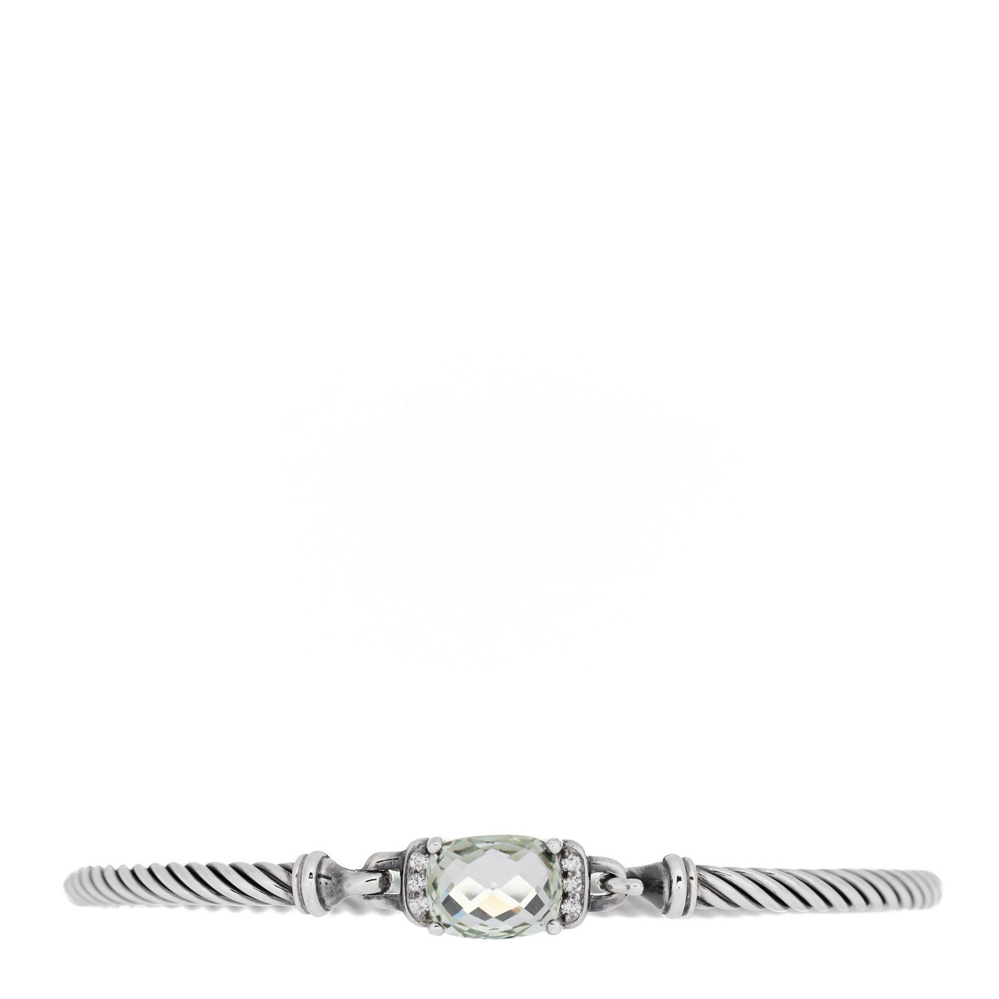 Sterling Silver Diamond Prasiolite 3mm Petite Wheaton Bracelet