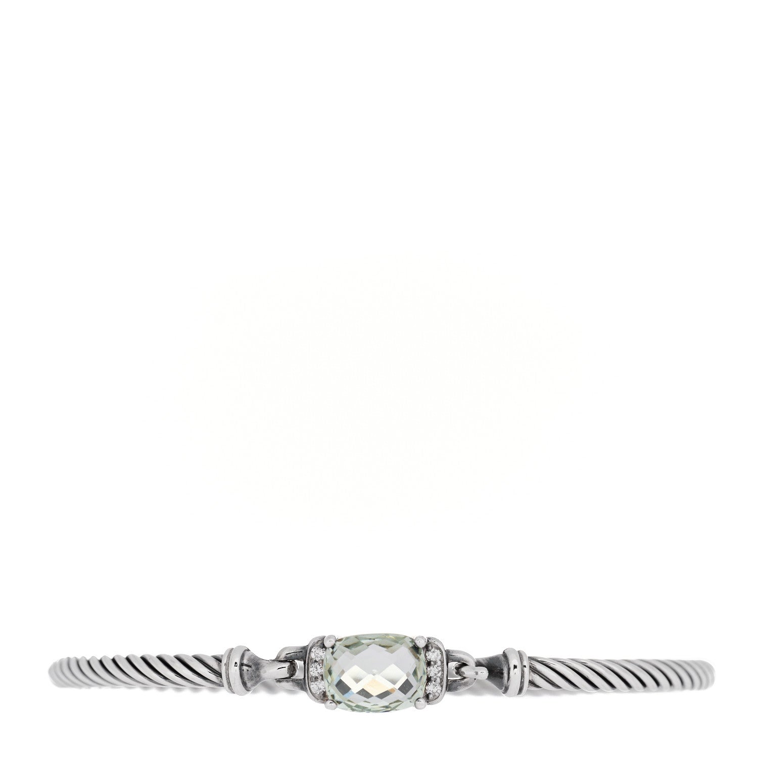 David Yurman Sterling Silver Diamond Prasiolite 3mm Petite Wheaton Bracelet 1 of 4