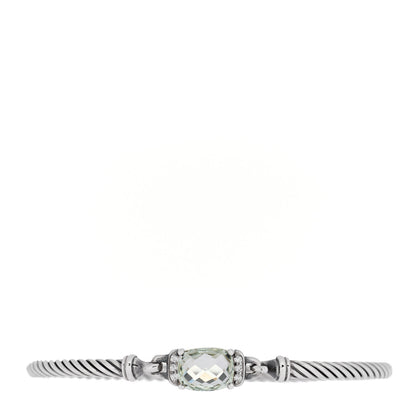 David Yurman Sterling Silver Diamond Prasiolite 3mm Petite Wheaton Bracelet 1 of 4