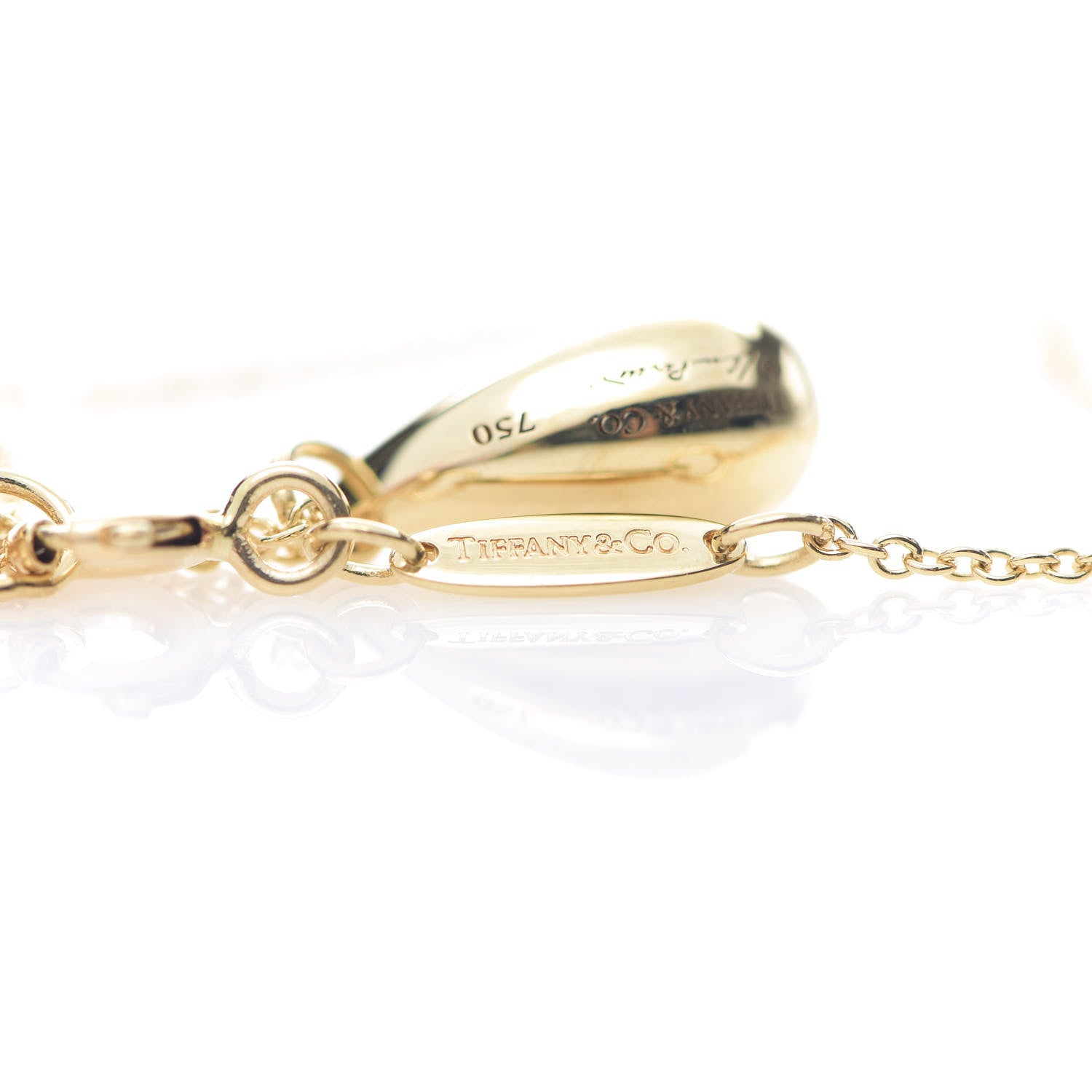 Tiffany 18K Yellow Gold 12mm Elsa Peretti Teardrop Pendant Necklace 5 of 7