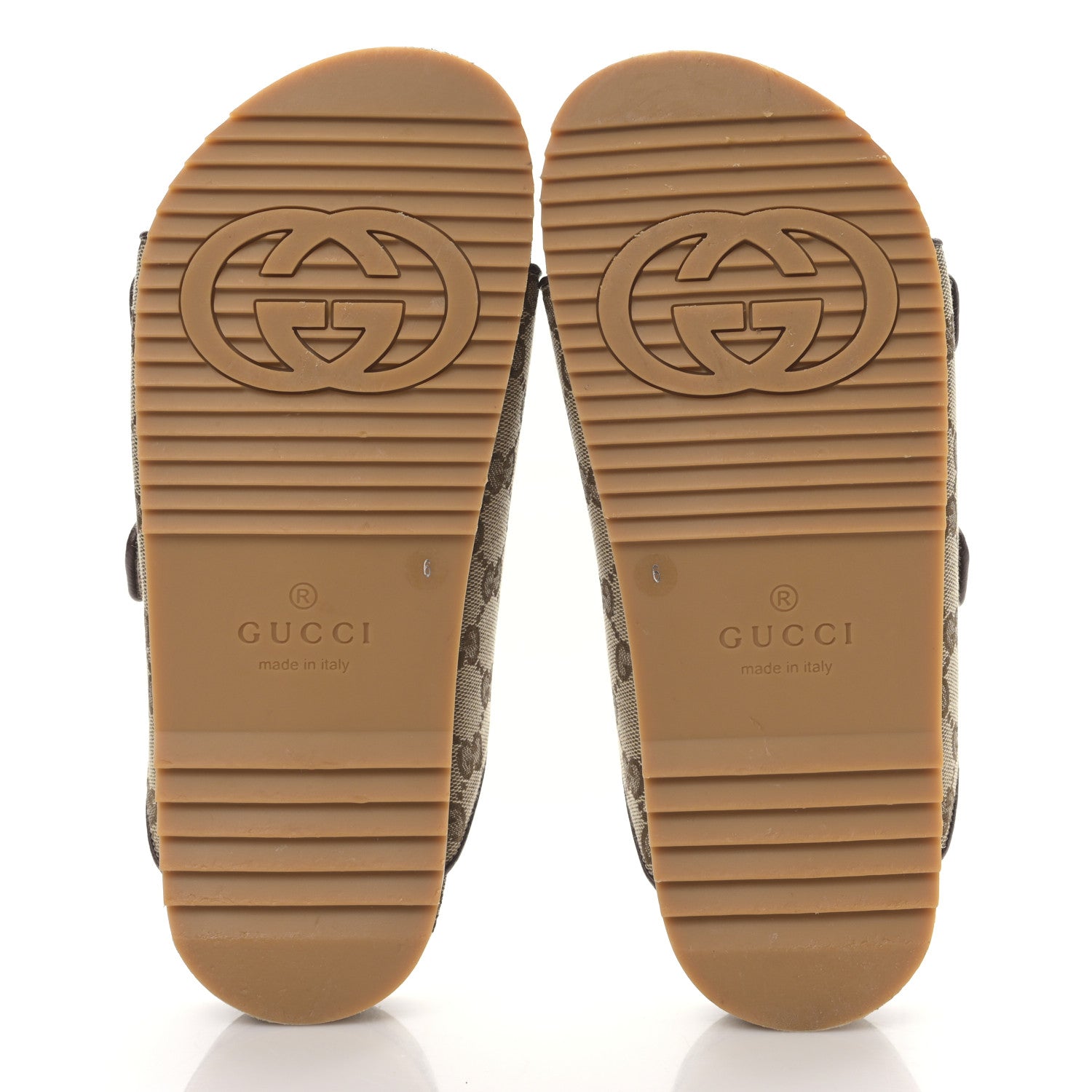 Gucci GG Monogram Lavaredo Eco Fabric Mens Slide Sandals With Straps 6 Beige Ebony Light Brown 5 of 9