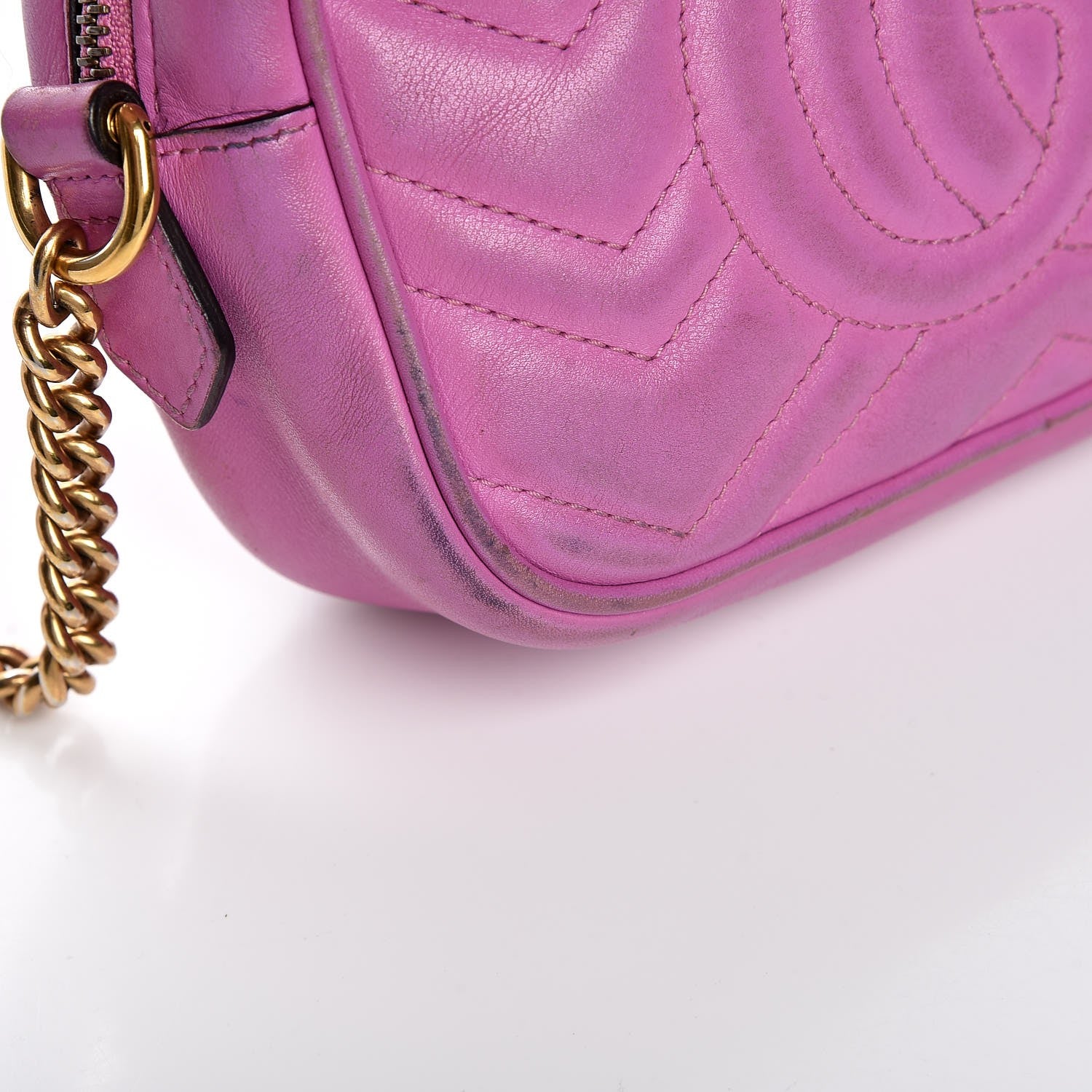 Gucci Calfskin Matelasse Mini GG Marmont Chain Shoulder Bag Candy Mousse 15 of 21