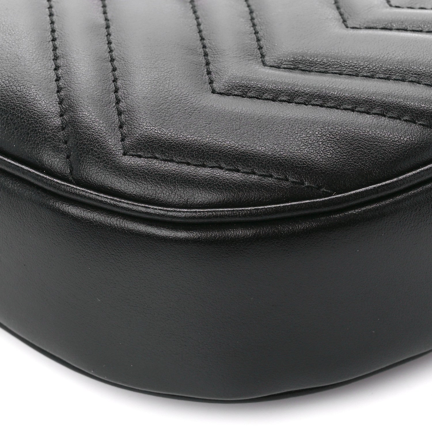 Gucci Calfskin Matelasse Chevron Mini GG Marmont Half Moon Hobo Black 10 of 11