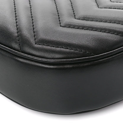 Gucci Calfskin Matelasse Chevron Mini GG Marmont Half Moon Hobo Black 10 of 11