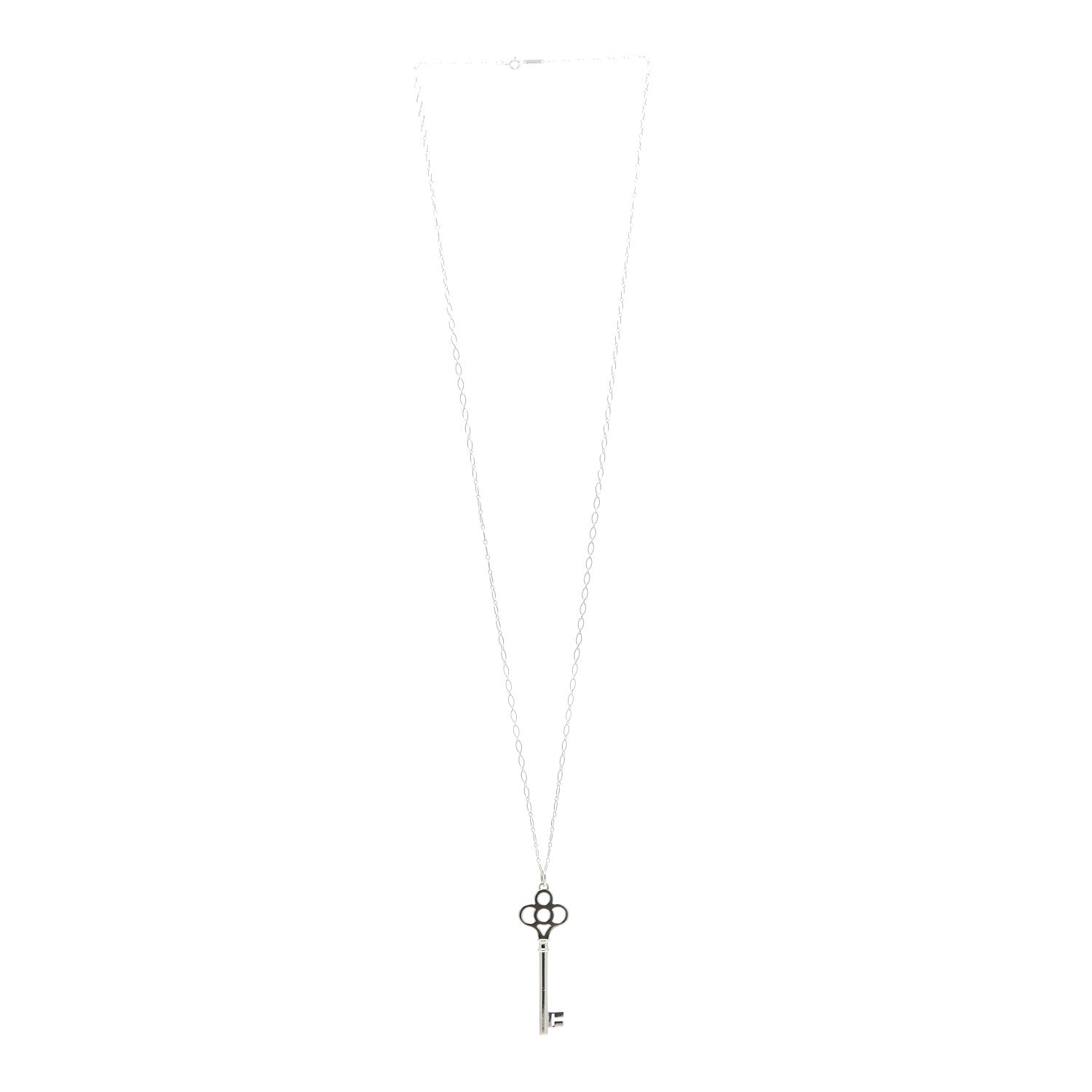 Tiffany Sterling Silver Large Crown Key Pendant Necklace 3 of 5