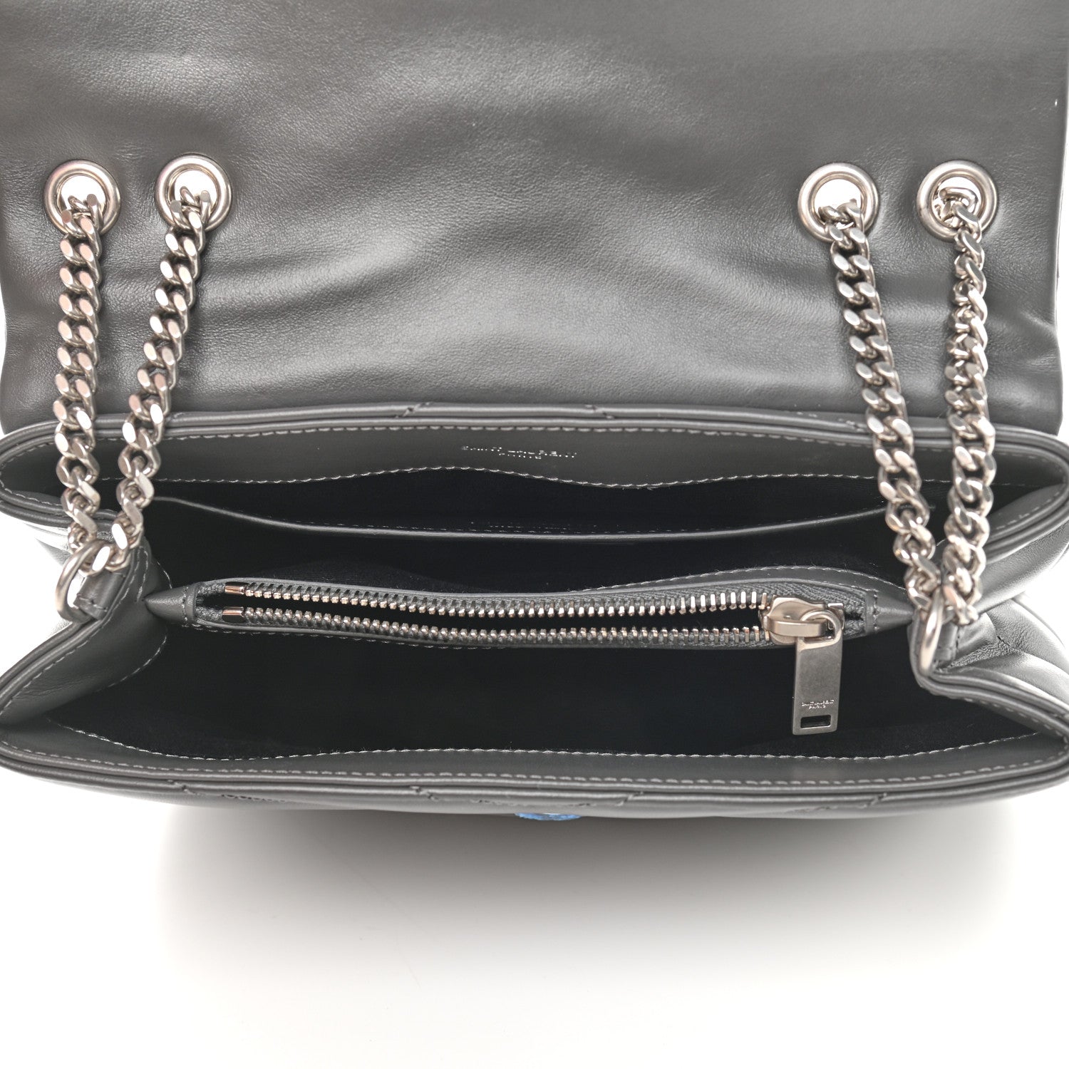 Saint Laurent Calfskin Y Quilted Monogram Small Loulou Chain Satchel Storm 5 of 11