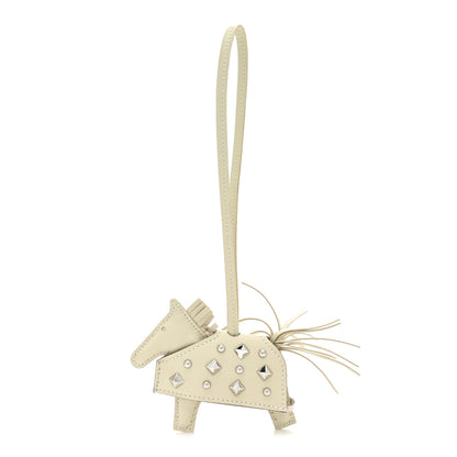 Hermes Milo Lambskin Studded Grigri Rodeo Robeo Rock Horse Bag Charm PM Craie 1 of 5