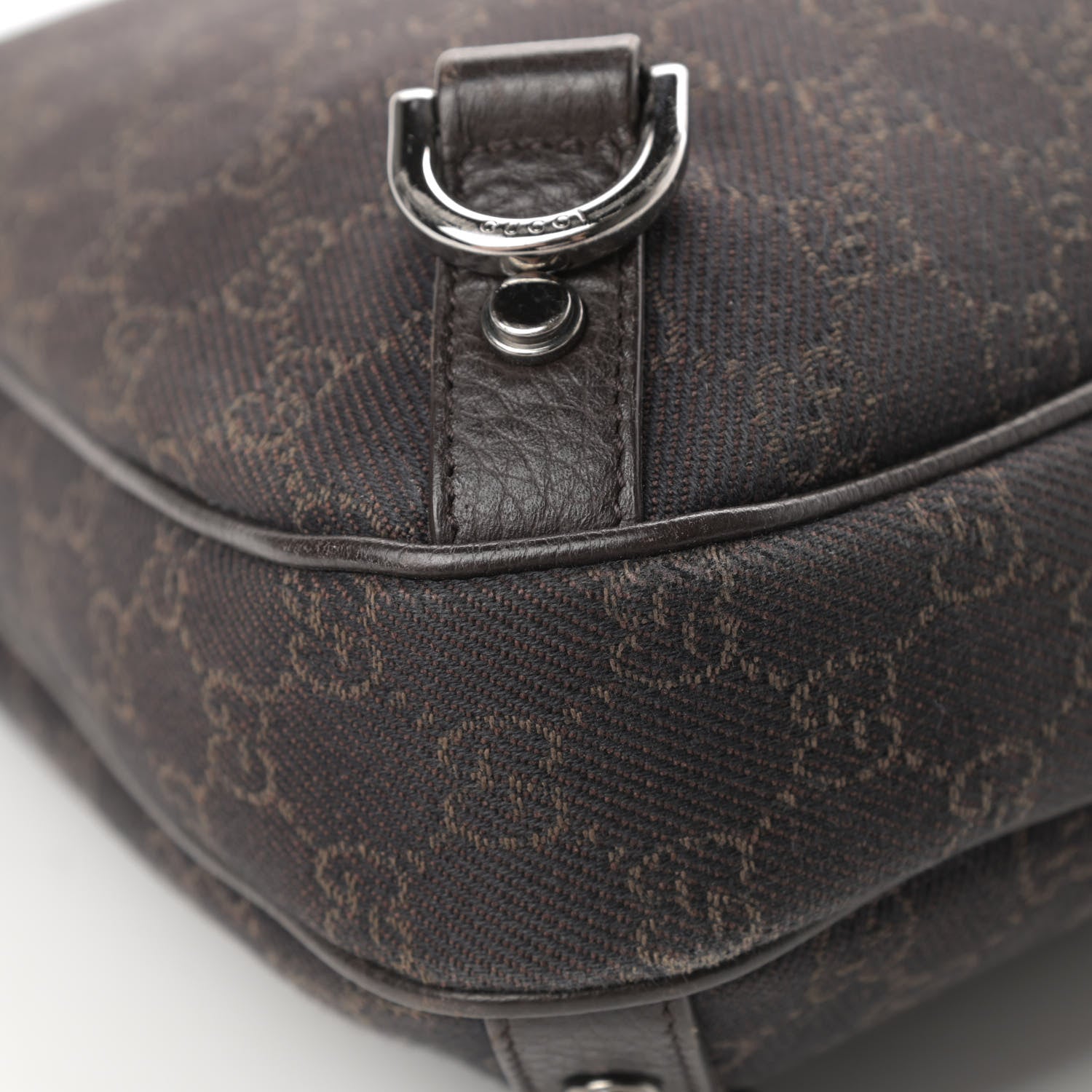 Gucci Denim Monogram Abbey D Ring Hobo Brown 9 of 13