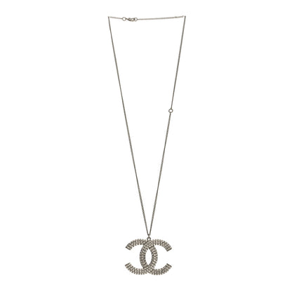Chanel Baguette Crystal Large CC Pendant Necklace Silver 3 of 4