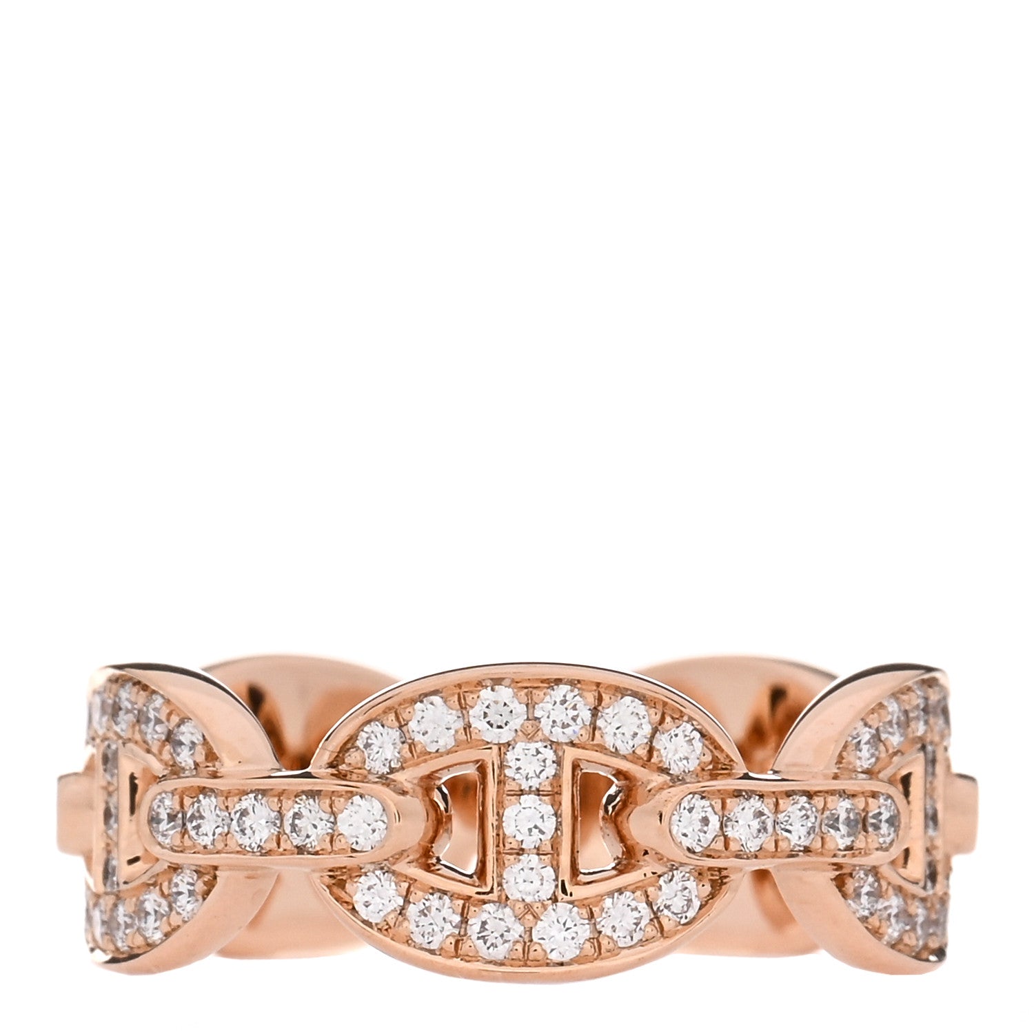 Hermes 18K Rose Gold Diamond PM d'Ancre Enchainee Ring 50 5.25 3 of 5