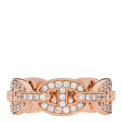 Hermes 18K Rose Gold Diamond PM d'Ancre Enchainee Ring 50 5.25 3 of 5