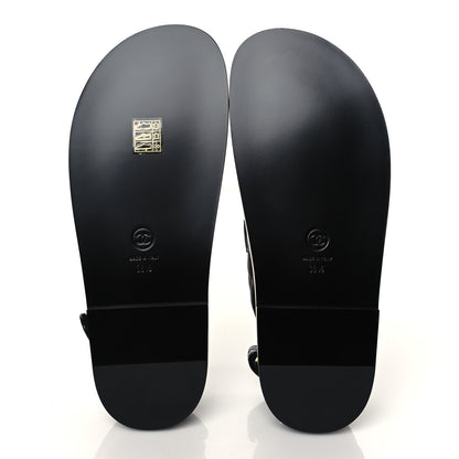 Chanel Grained Calfskin Velcro Dad Sandals 38.5 Black 5 of 9