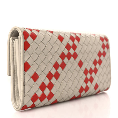 Bottega Veneta Nappa Intrecciato Continental Flap Wallet Beige Red 3 of 9