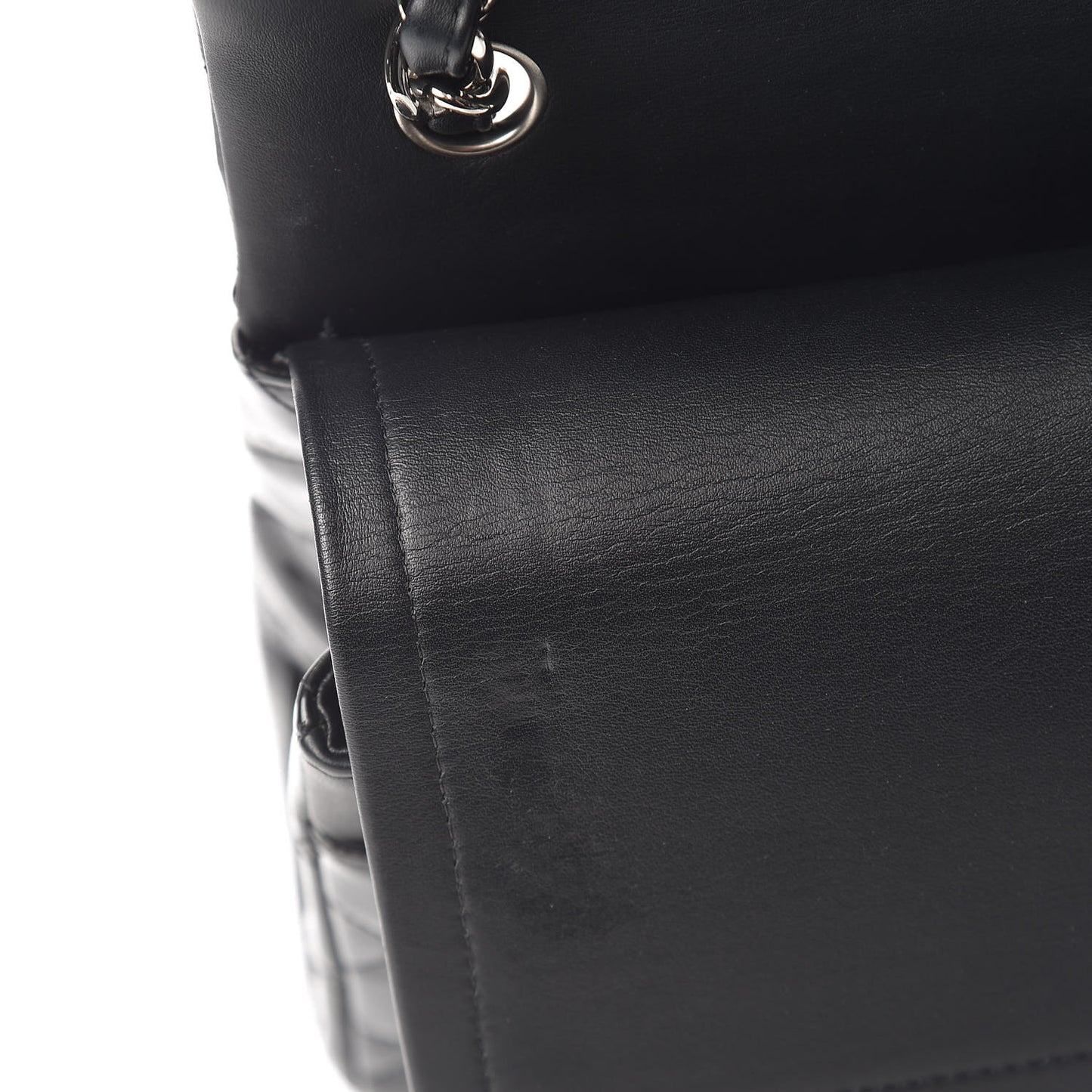Striated Patent Quilted Jumbo Double Flap Black