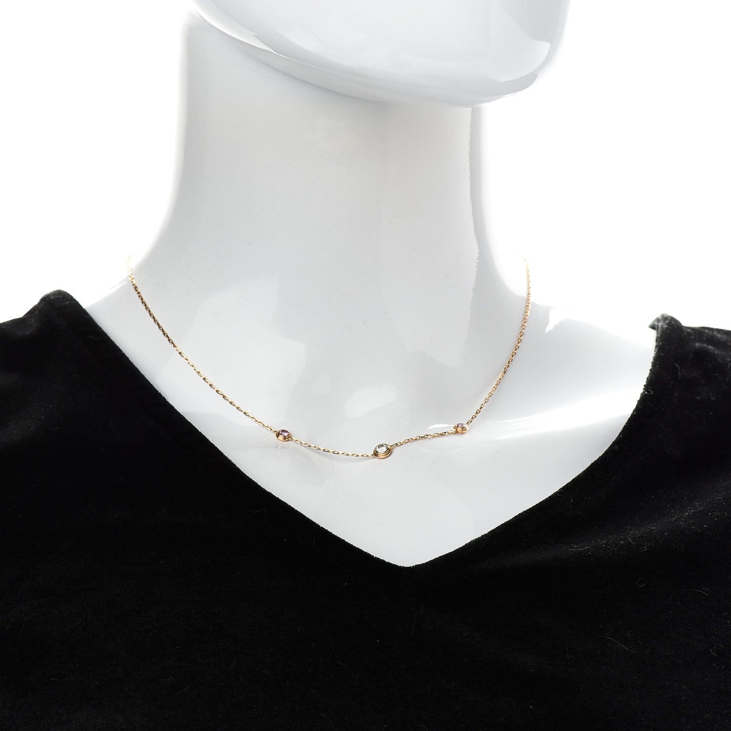18K Pink Gold Diamond Pink Sapphire Cartier D'Amour Station Necklace