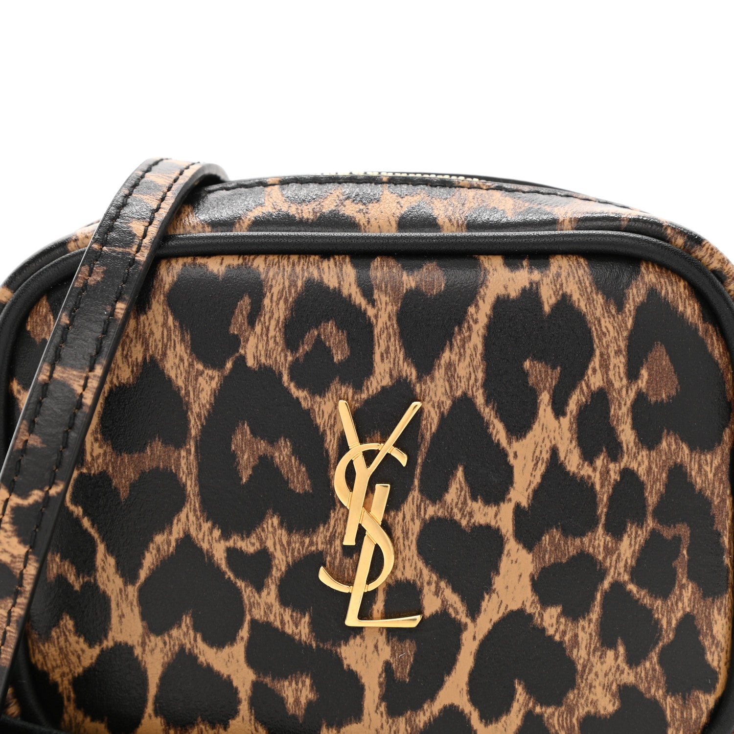 Saint Laurent Calfskin Heart Leopard Print Monogram Baby Lou Camera Bag Toffee 8 of 10
