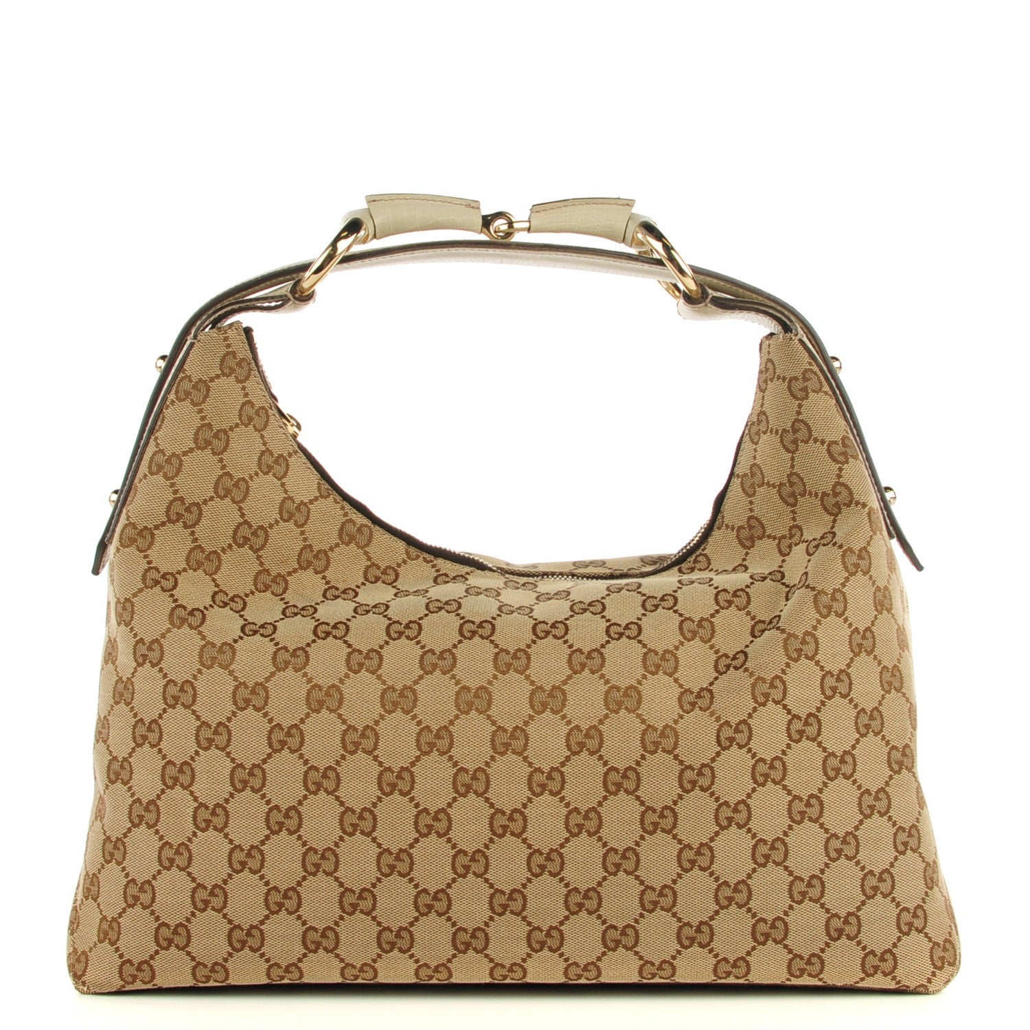 Gucci Monogram Medium Horsebit Chain Hobo Off White 1 of 7