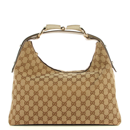 Gucci Monogram Medium Horsebit Chain Hobo Off White 1 of 7