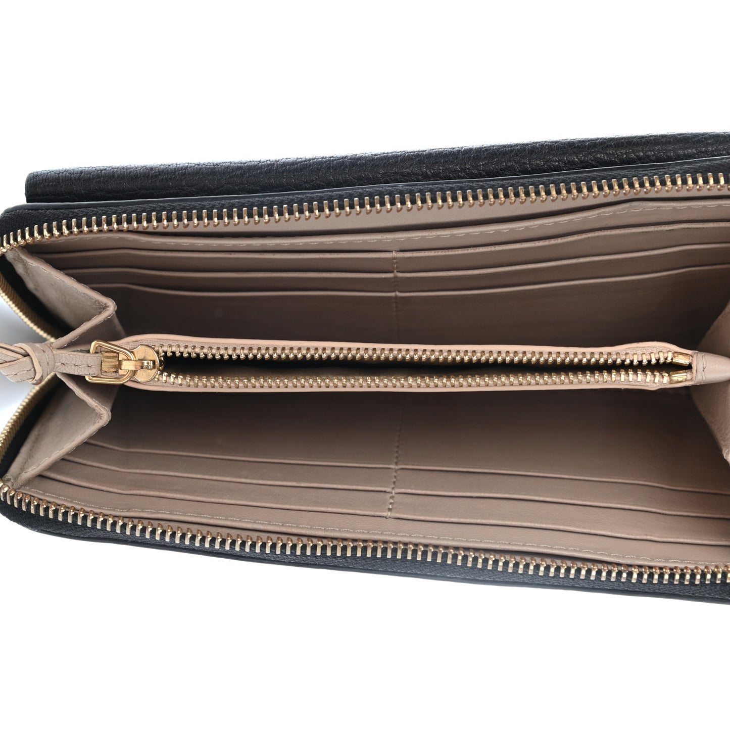Grained Lambskin Drew Long Wallet with Flap Black