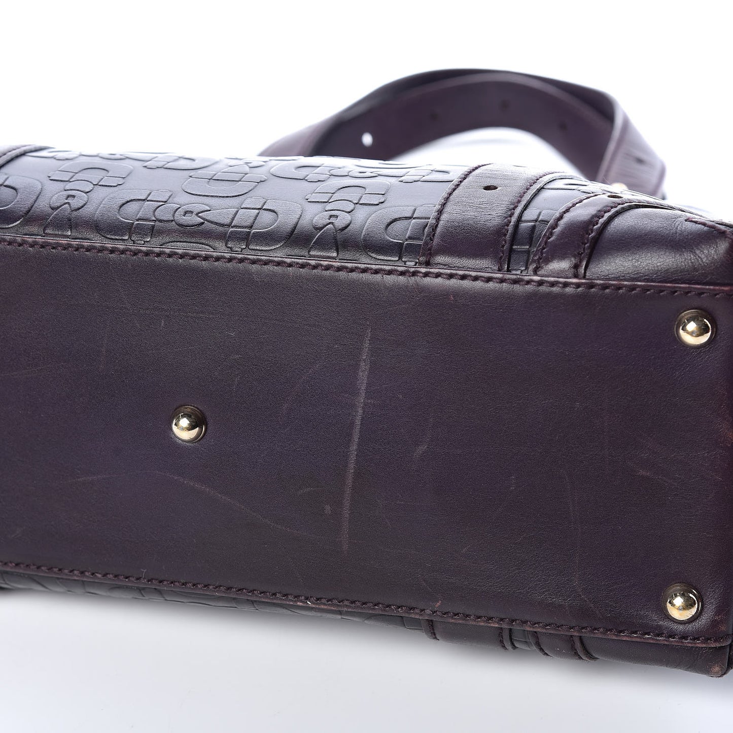 Calfskin Horsebit Embossed Shoulder Bag Purple