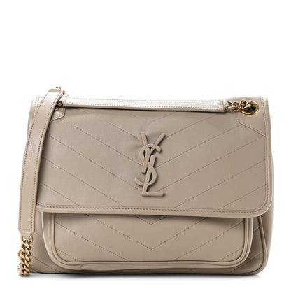 Saint Laurent Lambskin Matelasse Monogram Medium Niki Chain Satchel Dark Beige 1 of 9