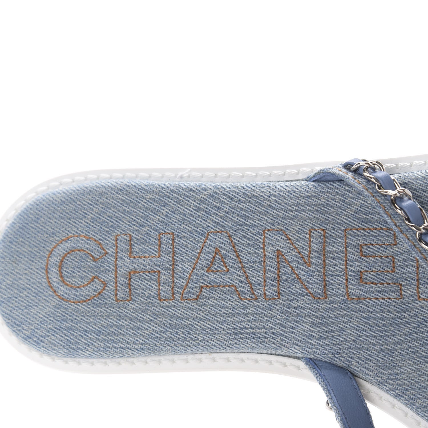 Chanel Denim CC Chain Thong Sandals 39 Blue 7 of 8