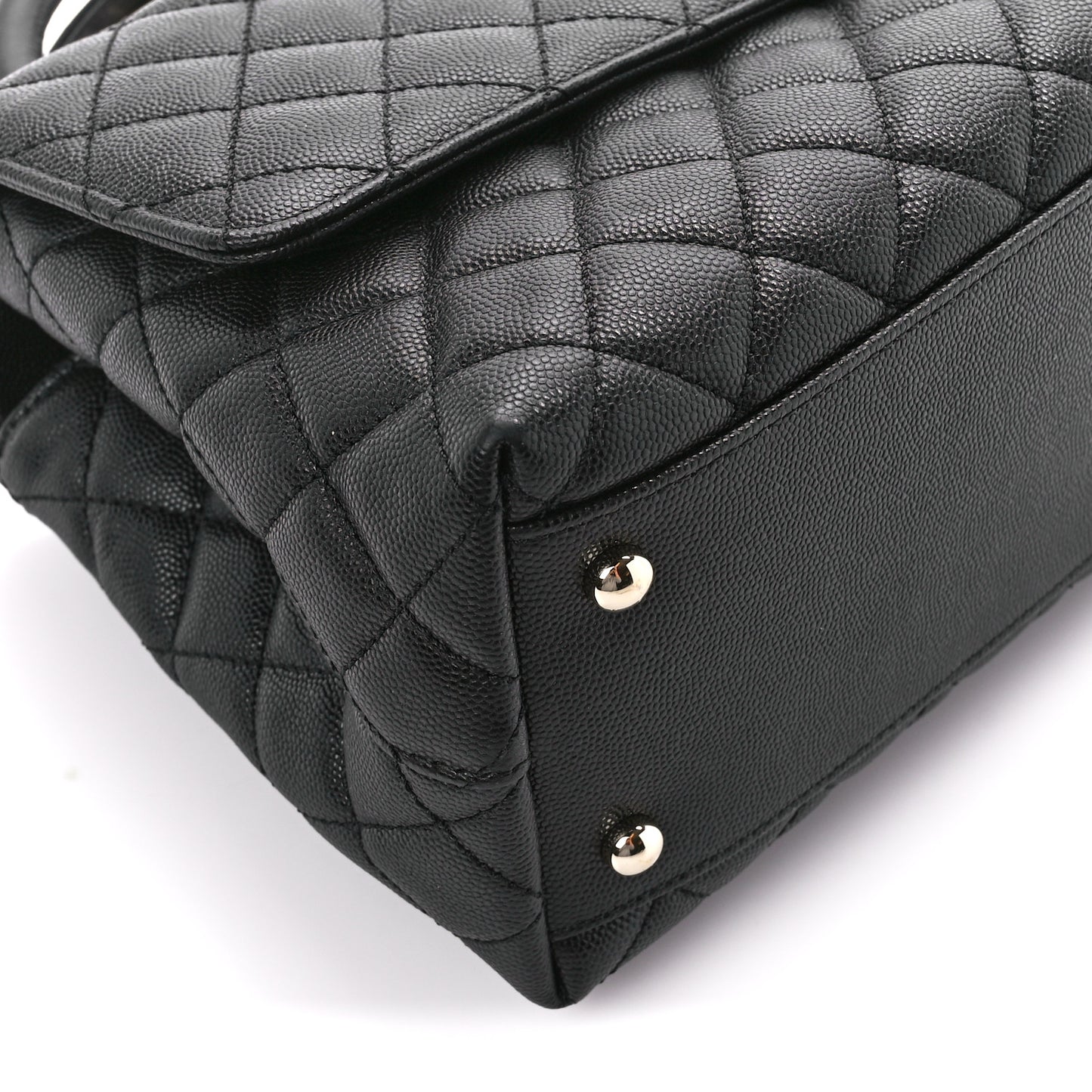 Caviar Quilted Small Coco Handle Flap Black