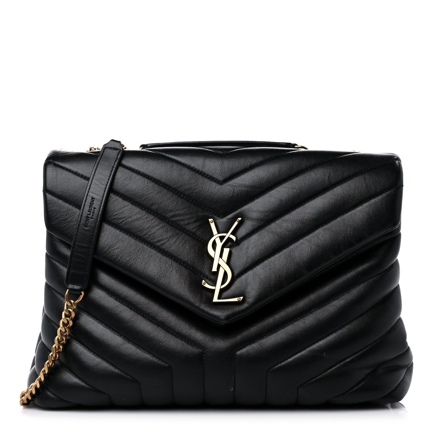 Saint Laurent Calfskin Y Quilted Monogram Medium Loulou Chain Satchel Black 1 of 21