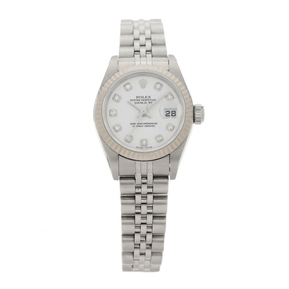 Rolex Stainless Steel 18K White Gold Diamond 26mm Oyster Perpetual Datejust Watch White 79174 1 of 4